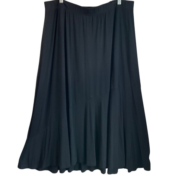 Any Wear Catherines 1X Maxi Skirt Black Asymmetrical Pull On Flowy Minimalist - Picture 1 of 9